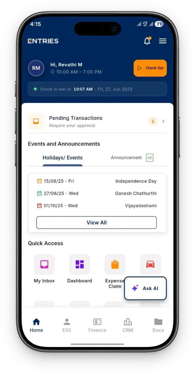 ESS Mobile App screenshot