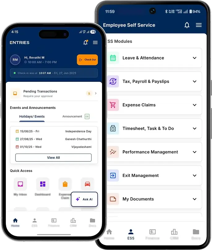 ess mobile app screenshot